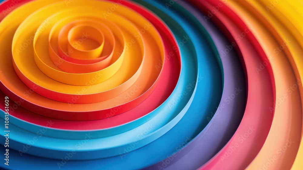 Poster colorful concentric circles expanding outward, symbolizing the growth and evolution of inclusive pra