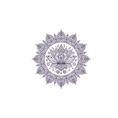 Hand drawn mandala lotus flower drawing