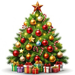 a christmas tree with a christmas tree and presents under it