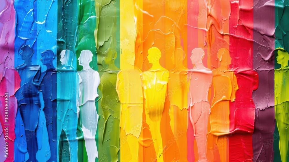 Poster Diversity as a spectrum of colors blending seamlessly, symbolizing unity and acceptance, photography style