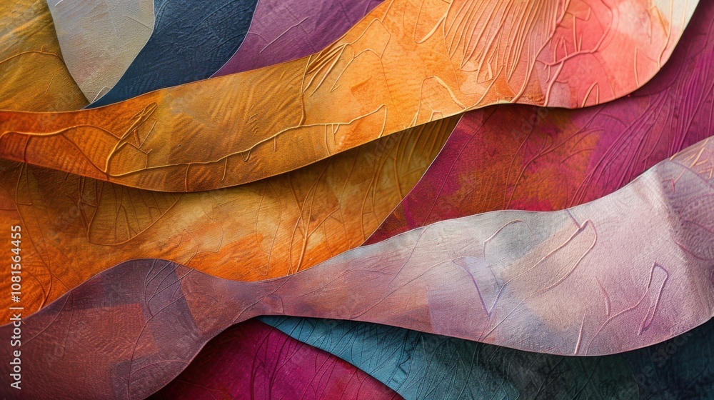 Aufkleber Embracing diversity through abstract patterns in warm and cool tones, symbolizing inclusiveness and collaboration, photography style