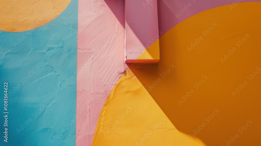 Poster embracing diversity through abstract shapes in vibrant hues, symbolizing unity and harmony, photogra