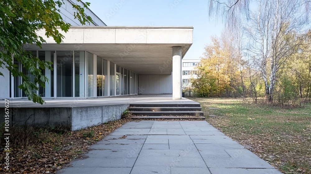 Poster captivating brutalist architecture showcasing raw design elements in a realistic setting with person