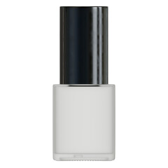 Semi-transparent nail polish bottle, black lid, isolated for design mockup