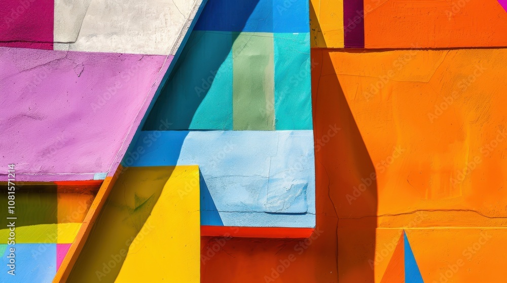 Poster Intersectional perspectives, depicted through intersecting planes in bold colors, symbolizing intersectionality and mutual understanding