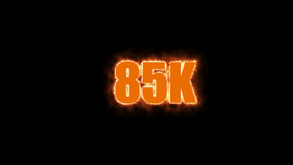 1K to 100k text illustration. Neon pink Color on dark Background. Electric lighting text with animation on black background,