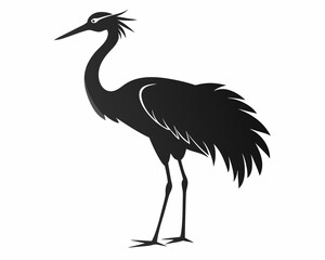 Naklejka premium Elegant Crane Bird silhouette,Elegant Crane Bird vector illustration