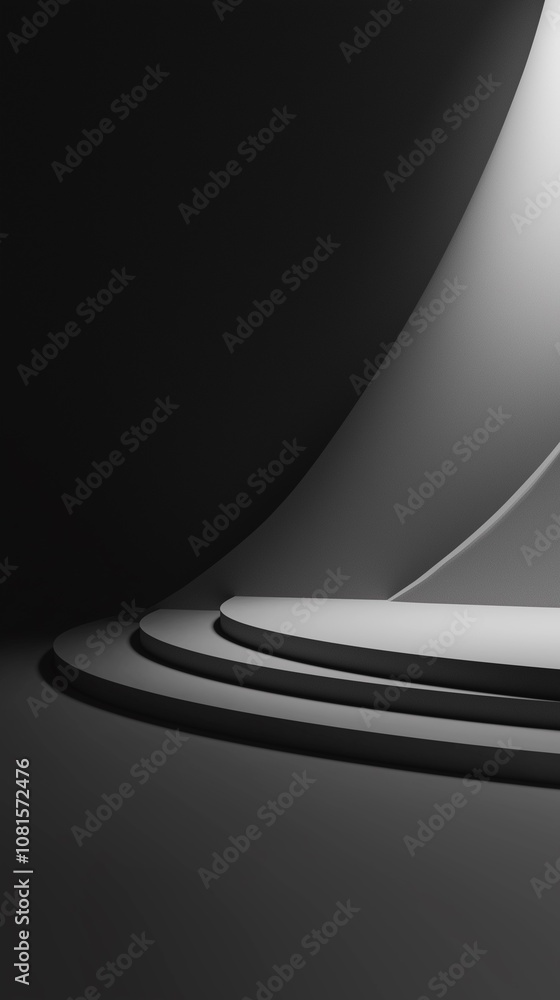 Poster a minimalist 3d rendering of a circular stage or podium.