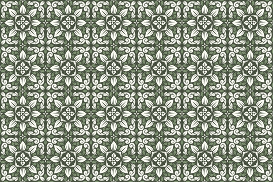 Soft Green Batik Seamless Pattern