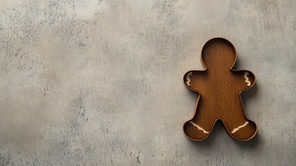 Gingerbread cookie cutter on textured surface, holiday baking concept