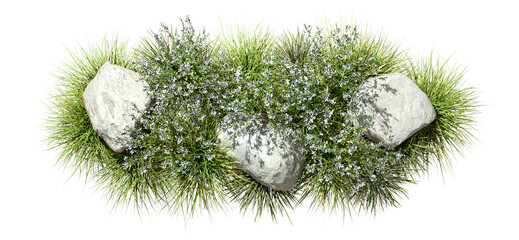 Aerial view flowers meadow naturally cut out transparent backgrounds 3d rendering png © Krit