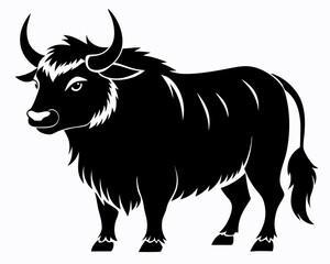 Yak Silhouette, Farm Animal Digital Art, Printable Yak Cow vector