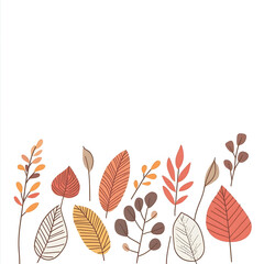 Obraz premium modern 2D doodle cartoon flower concept with open space for text, featuring whimsical floral and leafy elements on crisp white backgrounds.