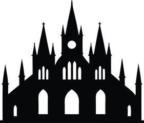 gothic architecture silhouette, Gothic castle icon vector black