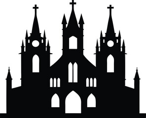gothic architecture silhouette, Gothic castle icon vector black
