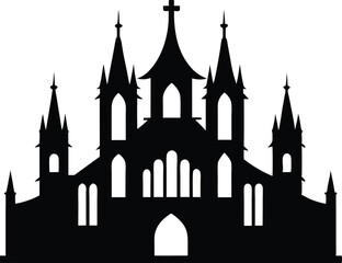 gothic architecture silhouette, Gothic castle icon vector black