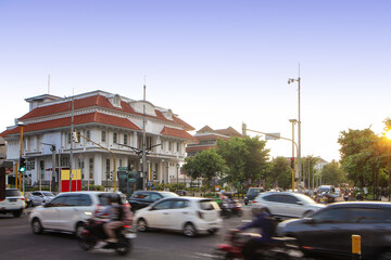 diverse streets scene in downtown Yogyakarta city