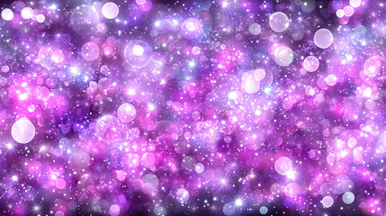 Abstract purple and pink bokeh background with sparkling lights.