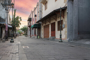 diverse streets scene in Semarang city, Indonesia