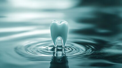 Tooth surrounded by water ripples symbolizing dental care and hygiene