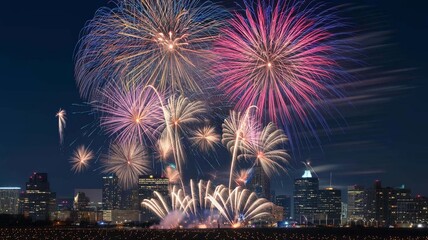 A vector illustration of a creative happy new year 2025 festival banner. The banner has a bright pink background with white text that says "Happy New Year 2025". There are various objects floating in 