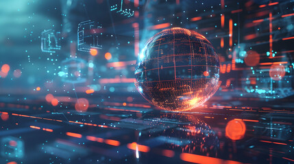 Fototapeta premium Digital Globe Abstract 3D Illustration
