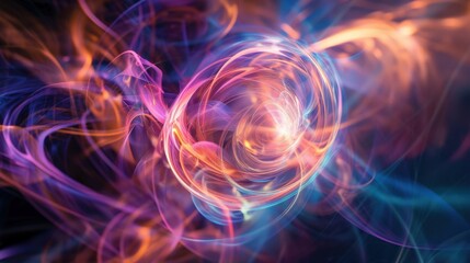 Quantum particles entangled in a dance of probability waves, Symbolizing the mysteries of quantum mechanics and parallel realities, photography style