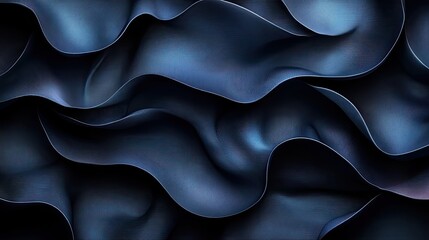 Obraz premium Abstract dark blue wavy fabric texture background.