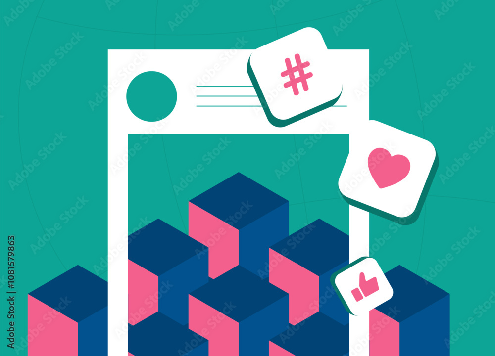 Poster decentralized social media concept illustrating desoc platforms that prioritize user control, privac
