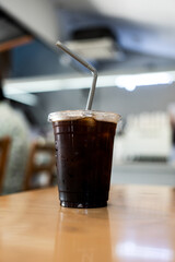 Ice black coffee or americano. Energy drink in the morning concept