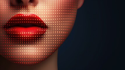 A striking piece of retro pop art featuring alluring red lips, crafted in a unique halftone style...