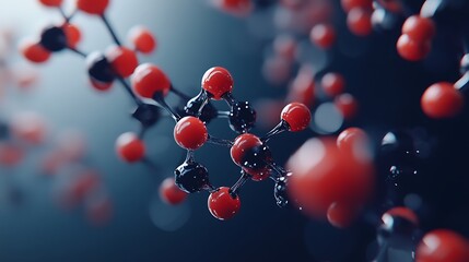 3D Molecular Network Structure with Detailed Abstract Particles Illustration