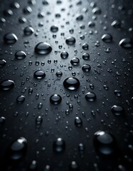 High-Resolution Water Droplets on Glossy Dark Surface with Highlighted Reflections
