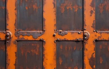 Rusted Metal Texture with Peeling Paint in Browns, Oranges, and Reds for Industrial Design