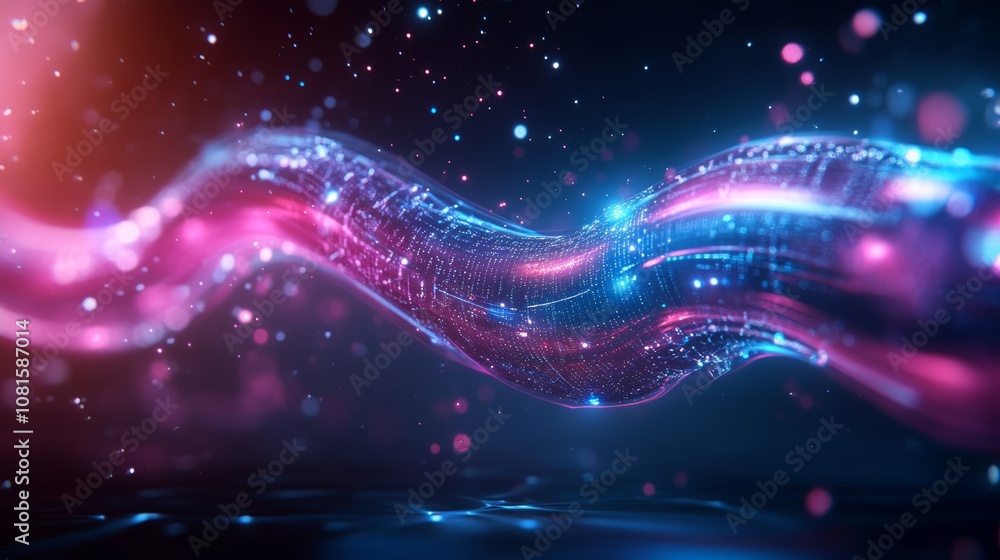 Poster vibrant kinetic energy in abstract digital style with dynamic color flow, showcasing raw movement an