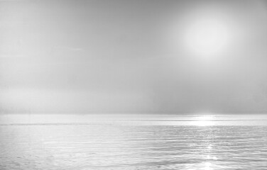 landscape,The beautiful black and white sky in the evening after sunset reflects the sea.