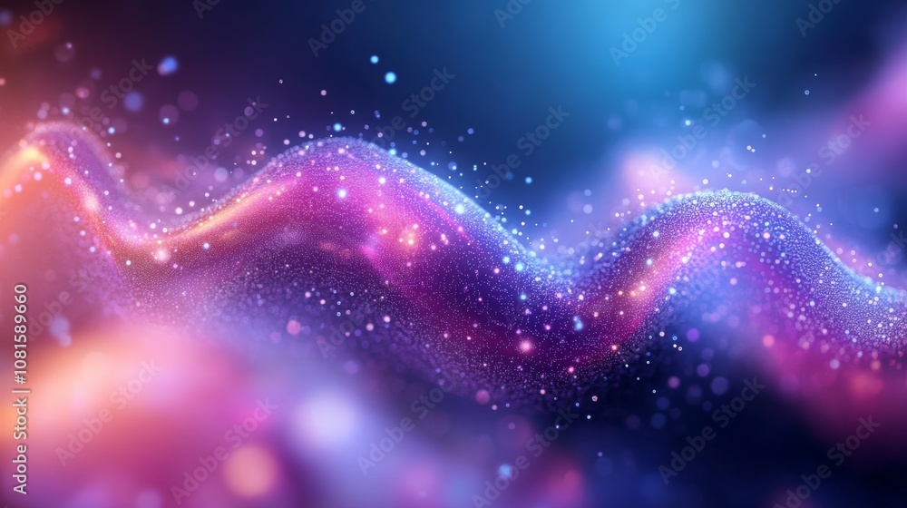 Poster abstract kinetic waves of light and color in a dynamic blend of stars and particles creating a perso