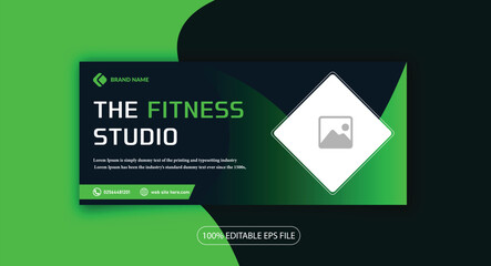 Gradient twitter Instagram facebook cover design header template banner for gym fitness and exercise
