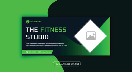 Gradient twitter Instagram facebook cover design header template banner for gym fitness and exercise
