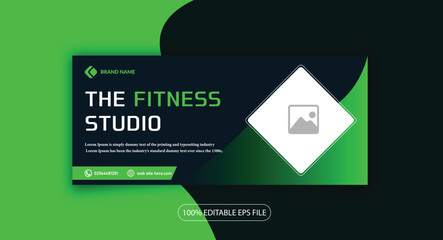Gradient twitter Instagram facebook cover design header template banner for gym fitness and exercise
