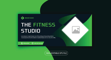 Gradient twitter Instagram facebook cover design header template banner for gym fitness and exercise
