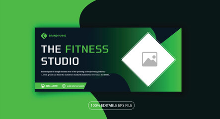 Gradient twitter Instagram facebook cover design header template banner for gym fitness and exercise
