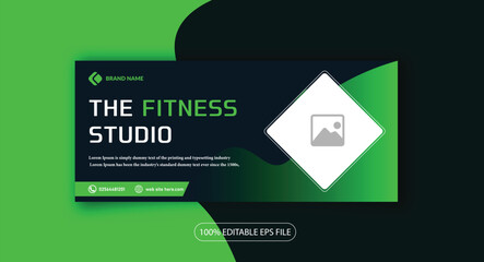 Gradient twitter Instagram facebook cover design header template banner for gym fitness and exercise
