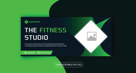Gradient twitter Instagram facebook cover design header template banner for gym fitness and exercise
