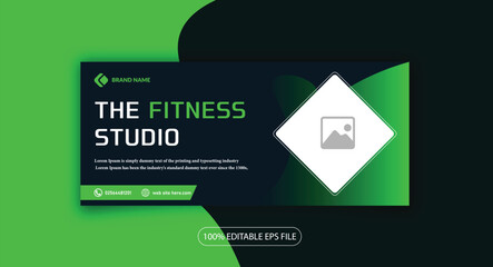 Gradient twitter Instagram facebook cover design header template banner for gym fitness and exercise
