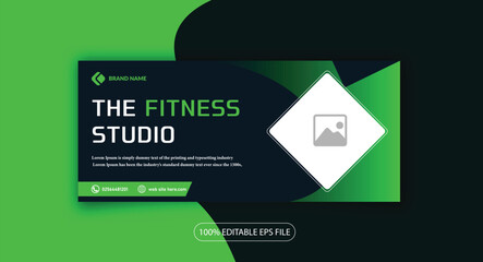Gradient twitter Instagram facebook cover design header template banner for gym fitness and exercise
