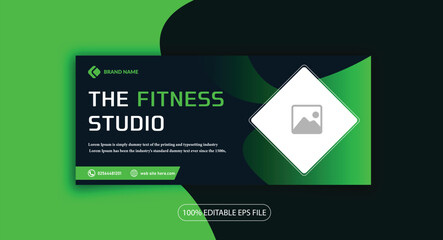 Gradient twitter Instagram facebook cover design header template banner for gym fitness and exercise
