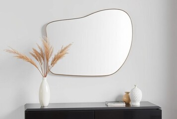 Abstract Shaped Mirror Features an abstract asymmetrical shape f