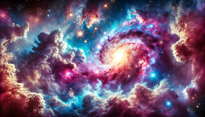 Fototapeta premium Vibrant Nebula Galaxy with Stars and Cosmic Swirls