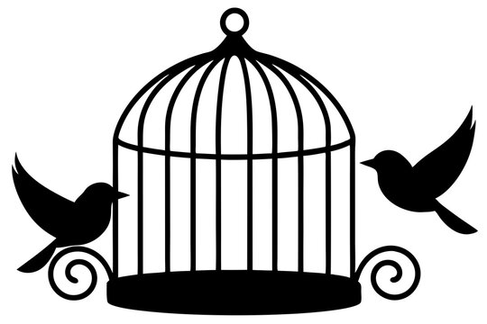 recommend clip art: Bird cage silhouette vector.